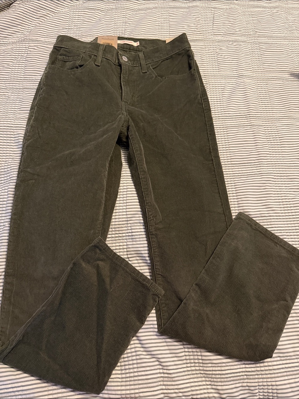Levi's Women's Straight Leg Corduroy Pants in Olive Green